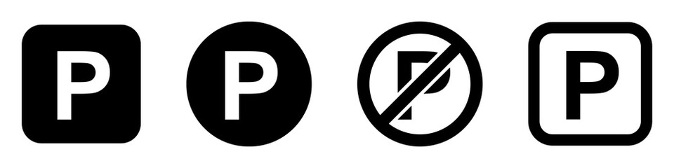 Set of parking signs. Car parking icons. Road signs, street, vector.