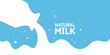 Modern poster fresh milk with splashes on a light blue background.