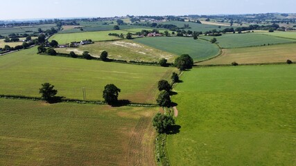 An aerial view of some open countryside near Yeovil