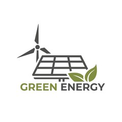 Wall Mural - green energy icon. eco friendly, sustainable and renewable energy symbol. solar and wind power symbol