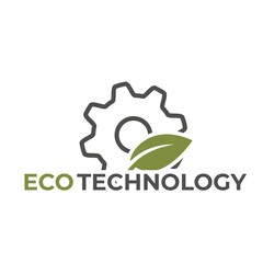 Wall Mural - eco technology line logo. eco friendly industry symbol. gear and leaf