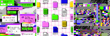 Old Computer Aestethic 1980s -1990s. Set Of Seamless Patterns With Retro Pc Elements And User Interface. Pixel Art.