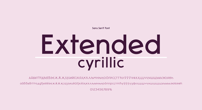 Extended cyrillic sans serif letters font in classic modern style