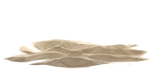 Wall Mural - Pile dry desert sand isolated on white background and texture, side view