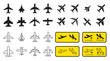 Aircraft or Airplane Icons and Sign Set .Vector. Silhouette.
