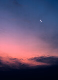 Fototapeta Zachód słońca - Luna en cuarto creciente en un atardecer en el sur del planeta