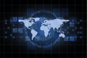 world map technology background vector illustration