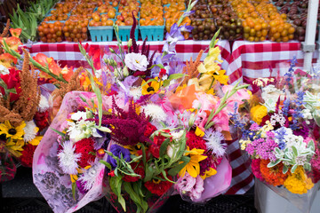 Sticker - Bouquet of flowers on display for sale at farmer's market