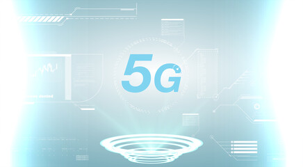 Poster - 5G concept of internet connection technology. 5G Design template neon sign, light banner, neon signboard.Vector Future Technology Display Design. 5g Internet Connection Speed Sign Over Futuristic