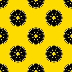 Poster - Black lemons and yellow background. Vector repeated sample wallpaper.