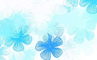  Light BLUE vector doodle pattern with flowers