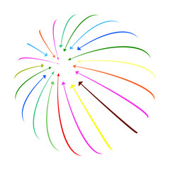 Poster - Colored arrow lines converge from far to near on a white background