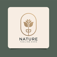 Wall Mural - Beauty nature flower logo gold concept. Logo can be used for icon, brand, identity, healthy, wellness, royal, rose, and wedding