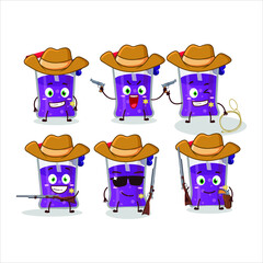 Poster - Cool cowboy grapes juice cartoon character with a cute hat. Vector illustration