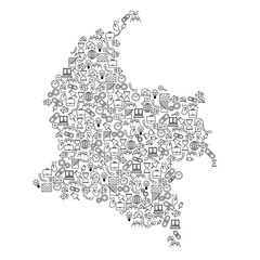 Fototapete - Colombia map from black pattern set icons of SEO analysis concept or development, business. Vector illustration.