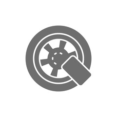 Sticker - Car wheel lock grey icon. Isolated on white background