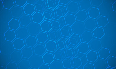 Abstract background with geometric shapes and hexagon pattern. Vector illustration for medicine, technology blue vector design