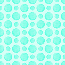 Polka Dot Mint Color Watercolor Pattern. Hand Drawn Circles On Pastel Green Background.

