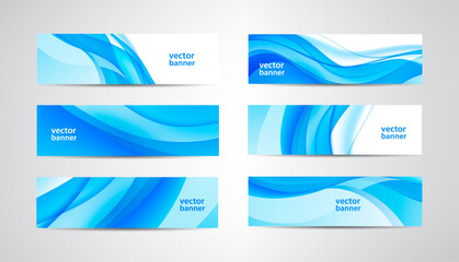 vector abstract flow wavy banners set. water, stream, energy stream horizontal backgrounds. wave liq