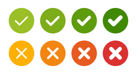Aufkleber - Accept and reject concept. Checkmark and cross icon symbol of right and wrong sign. Vector illustration 