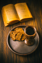 The Sacrament Of Holy Communion - Bread, Wine And Bible