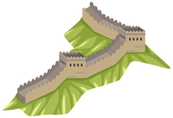 Poster - Great Wall of China in cartoon style isolated