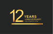 © Brandity - 12th years anniversary logotype with under line golden color for anniversary celebration