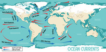 Ocean Currents On World Map Background