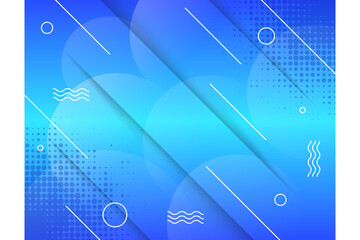 Poster - Vector halftone smoke effect. horizontal layout abstract background use blue light gradient color with wave, circle and diagonal line on elements. Creative style colors and textures.