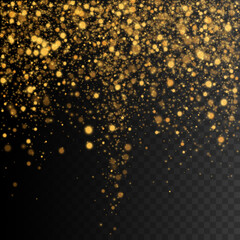 Wall Mural - Gold glitter lights background. Transparent light effect. Abstract vector illustration