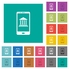 Poster - Mobile banking square flat multi colored icons