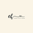 Initial Handwriting Logo Design Vector Letter EH