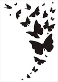 Fototapeta Motyle - Black butterflies on a white
