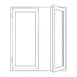 Open window line drawing on white isolated background