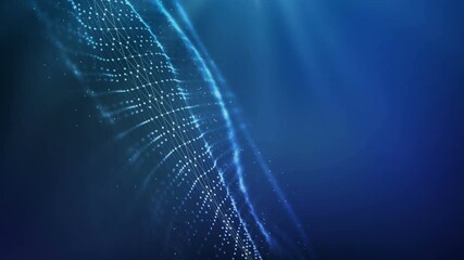 Poster - blue wave technology business background. abstract blue colour wave from animation in blue color wit
