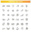 © tettygreen - Chicken Meat. Thin Line Icons. Eggs icons set,Vector outline illustration. Broken eggs