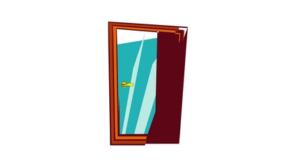 Poster - Glass door icon animation cartoon best object isolated on white background