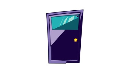 Poster - Violet door icon animation cartoon best object isolated on white background