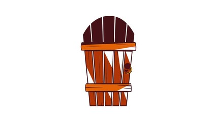 Poster - Old arched wooden door icon animation cartoon best object isolated on white background
