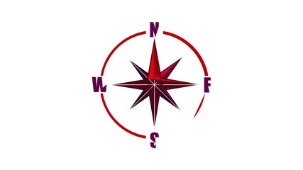 Poster - Red compass rose icon animation cartoon best object isolated on white background