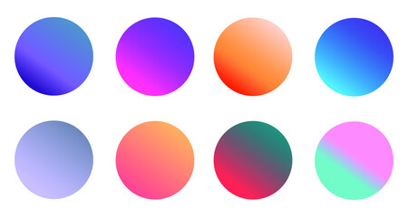 Poster - set of round vector gradient. multicolor sphere. modern abstract background texture. template for de