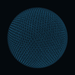 Wall Mural - Abstract ball wireframe made of blue lines on a dark background. Vector illustration