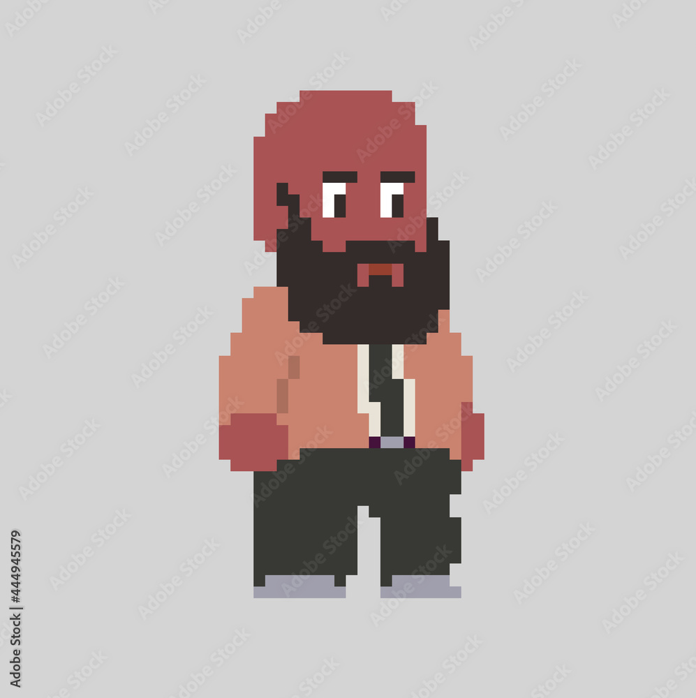 Pixel man character in art style