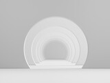 Fototapeta Do przedpokoju - White acrhitecture circle arc rhythm background - 3d rendering
