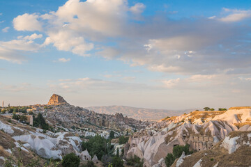 Turkish fortress Uchisar, landscape in Cappadocia, Turkey