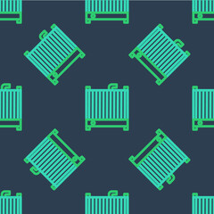 Sticker - Line Car radiator cooling system icon isolated seamless pattern on blue background. Vector