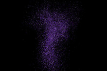 Purple Explosion Of Confetti. Magenta Abstract Texture Isolated On Black Background. Mauve Flat Design Element. Vector Illustration,eps 10.