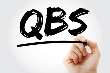 Aufkleber - QBS - Qualifications Based Selection acronym with marker, business concept background