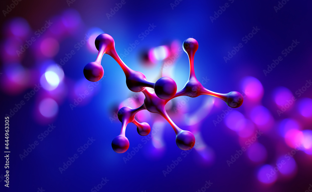 Molecule 3D illustration. Laboratory, molecules, crystal lattice ...