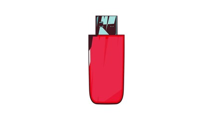 Poster - Red USB flash drive icon animation cartoon best object isolated on white background